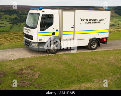 A Royal Logistics Corps Bomb Disposal Lorry parked near Rosedale in the North Yorkshire Moors UK Stock Photo