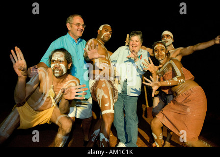 Tourists with aboriginals, aboriginal culture program in the Red Dreaming Centre, Alice Springs, Northern Territory, Australia Stock Photo