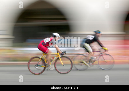 Amateur Men Bicyclists competing in the Garrett Lemire Memorial Grand Prix National Racing Circuit NRC on April 10 2005 in Ojai Stock Photo