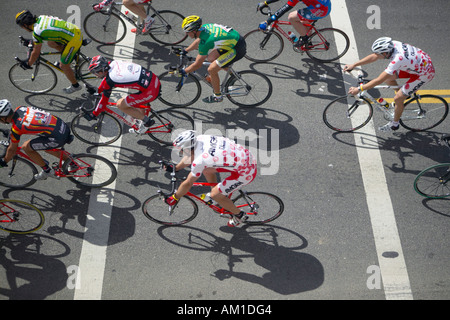 Amateur Men Bicyclists competing in the Garrett Lemire Memorial Grand Prix National Racing Circuit NRC on April 10 2005 in Ojai Stock Photo