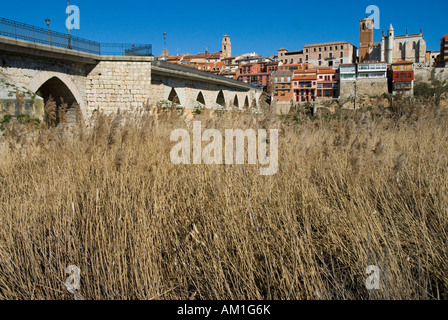 Bridge over Duero river TORDESILLAS Valladolid province Castile Leon region SPAIN Stock Photo
