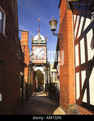 The Eastgate Clock on the Roman City Walls Chester Cheshire England UK Stock Photo