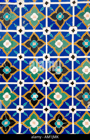 Geometric pattern of colourful tiles Necropolis Shah-i-Zinda Samarkand Uzbekistan Stock Photo