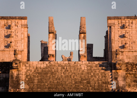 Temple of the Warriors and Chacmool Altar Chichen Itza Yucatan Mexico Stock Photo