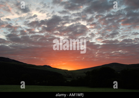 Dawn sky over the Fleet Valley, Dumfries and Galloway, Scotland Stock Photo