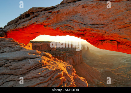 Mesa Arch in the break of dawn, Canyonlands National Park, Utah, USA Stock Photo