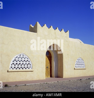 geography / travel, USA, New Mexico, Abiquiu, Dar Al Islam Mosque, exterior view, North America, Adobe, entrance, door, CEAM, Stock Photo