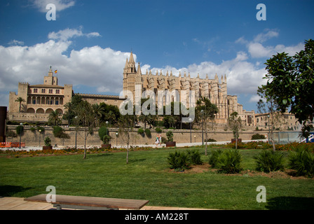Le Seu cathedral dated in 14th century in Palma de Mallorca on the hill overlooking south coast of Mallorca Spain
