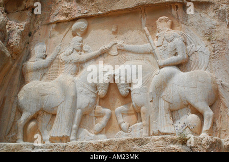 The investiture of Ardashir I by Ahura Mazda in Naqsh e Rustam IRAN Stock Photo