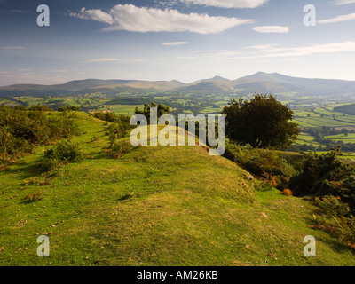 Pen y Crug hillfort overlooking the Usk valley Brecon Beacons National Park Wales UK Stock Photo