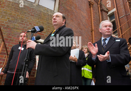 Norman Baker, Liberal Democrat MP for Lewes addresses a rally in support of maintaining local maternity services in Eastbourne. Stock Photo