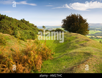 Pen y Crug hillfort overlooking the Usk valley Brecon Beacons National Park Wales UK Stock Photo