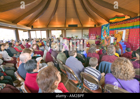 HH Penor Rinpoche Tibetan born Supreme Head of Nyingmapa Buddhism presides over Amitabha Empowerment at Meditation Mount in Stock Photo