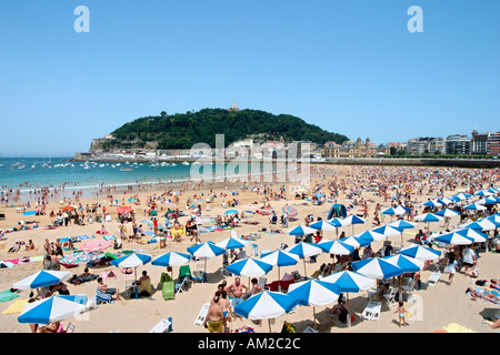 Beach of Playa de la Concha, Bahia de la Concha, San Sebastian (Donostia), Basque Country, Spain Stock Photo