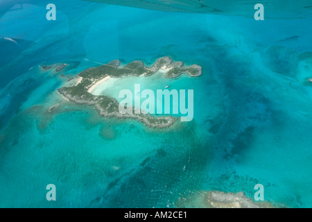 Aerial shot of the Northern Exumas from a private plane, Bahamas, Caribbean Stock Photo