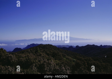 geography / travel, Spain, Canary Islands, La Gomera, landscapes, view from summit of mount Garajoney (Alto del Parajito) towards Tenerife with Pico del Teide, Additional-Rights-Clearance-Info-Not-Available