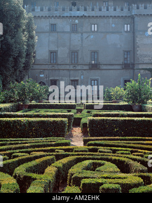 Castello Ruspoli, Vignanello, Lazio, Italy. The formal parterre garden was made in 1611 by Ottavia Orsini Stock Photo