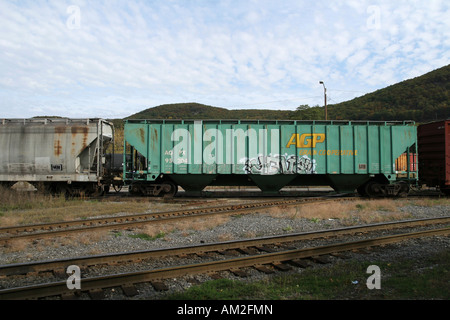 AGP Grain Hopper Car New England Central Railroad Freight Train Stock Photo