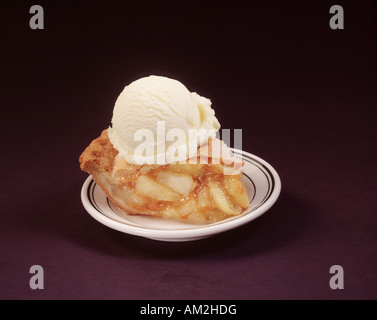 all american apple pie ala mode vanilla ice cream black background copy space