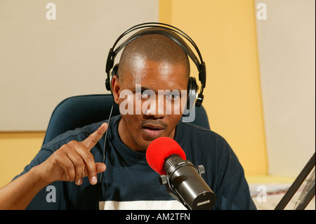 Radio presenter of the Bush Radio, Cape Town, South Africa Stock Photo
