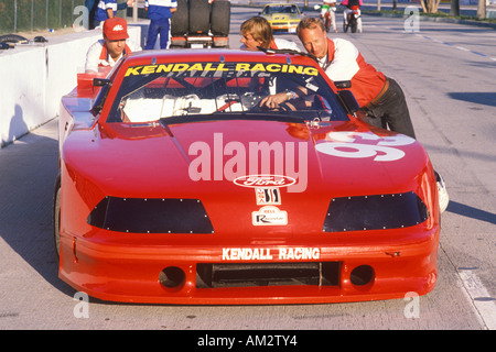 A red Mazda Trans AM in the Toyota Grand Prix Car Race in Long Beach CA Stock Photo