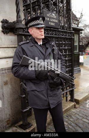 armed guards outside Houses of Parliament on high security alert. Stock Photo