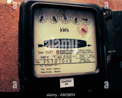 old fashioned electric meter with dials Stock Photo