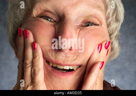 portrait of senior woman with expression Stock Photo