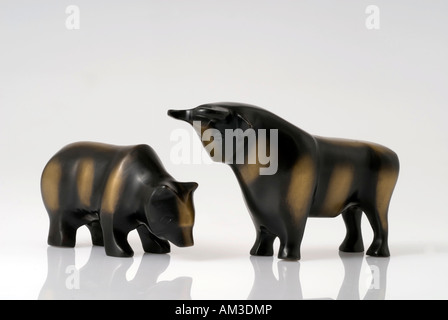 Bear and bull sculptures symbolized the stock exchange Stock Photo
