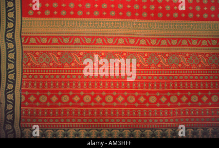 Detail of a colourful Tanzanian kanga cloth as worn by Tanzanian women Stone Town Unguja Zanzibar Tanzania Stock Photo