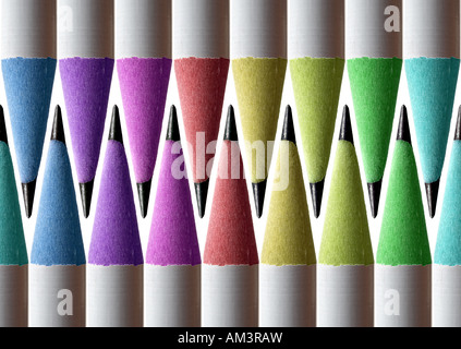 Pencils with colored wood Stock Photo