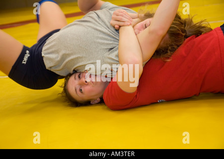 Women freestyle wrestlers train for the Olympics at the US Olympic Education Center Stock Photo