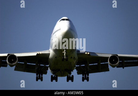 A Virgin Atlantic Airways Boeing 747 Jumbo Jet comes into land at London Gatwick Airport Stock Photo