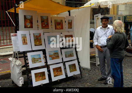 Art on sale at the Feria de San Telmo in Buenos Aires Stock Photo