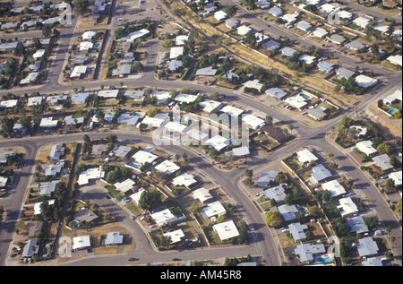 Aerial view of desert suburban homes in Tucson Arizona Stock Photo