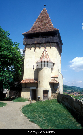 Romania, Transylvania, Biertan, Saxon fortified church, fortress tower.  UNESCO World Heritage Site. Stock Photo