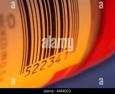 Close up of a bar code on a food package Stock Photo