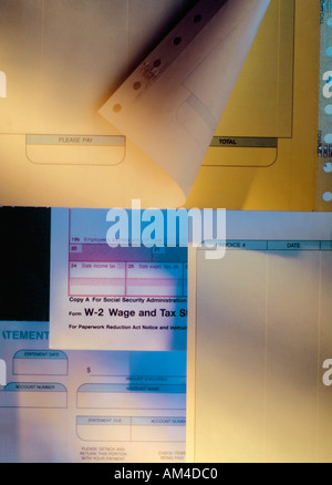 business forms laid out in a collage Stock Photo