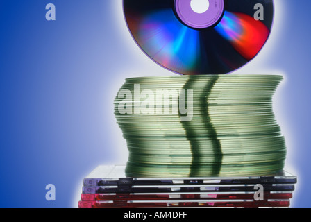 blank CD s and cases in a stack seen edge on Stock Photo
