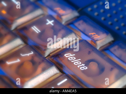 Delete Key on a laptop computer keypad Stock Photo