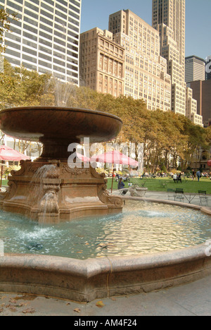 Fountain in Bryant Park New York City Stock Photo