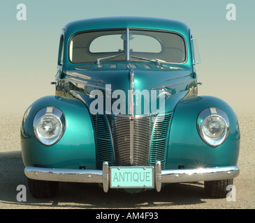 blue 1930s classic car or hot rod Stock Photo