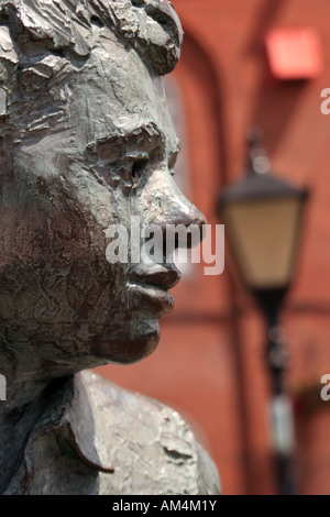 A close up of the Dylan Thomas statue in Dylan Thomas Square, Swansea ...