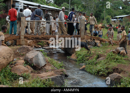 An Ethiopian bridge in Haro paid for with the Fairtrade coffee premium, Ethiopia Stock Photo