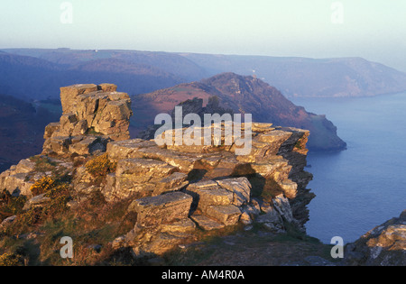 View of the Valley of Rocks on the North Devon Coast near Lynton Exmoor National Park England Stock Photo