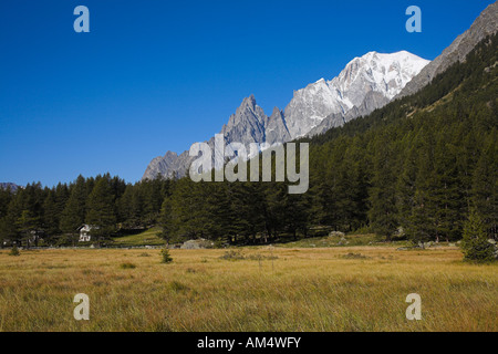 Mont Blanc view from Val Ferret Italy Stock Photo