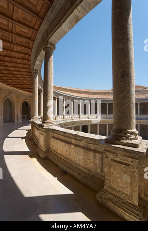 Upper Gallery, Palacio de Carlos V, Alhambra, Granada, Andalucia, Spain Stock Photo