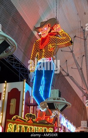 Fremont street neon signs - Vegas Vic - Las Vegas, Nevada Stock Photo
