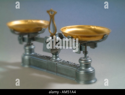 Balance Scale with brass trays Stock Photo