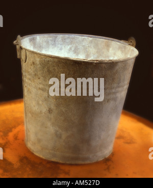 Old corroded galvanized Tin Bucket Stock Photo